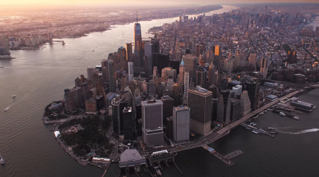 Aerial photograph of downtown Manhattan