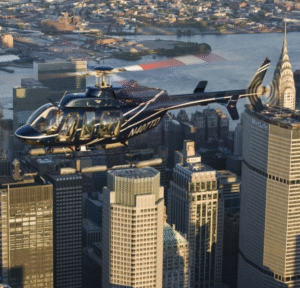 Empire State Building - MetLife - Chrysler Building - helicopter - close up