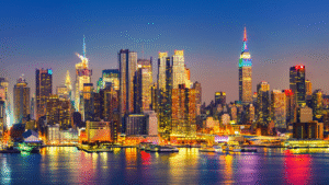 Manhattan Skyline - Night - Midtown - Empire State Building - iStock.com| sborisov