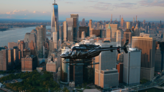 Helicopter Close Up in Flight - Lower Manhattan - HeliNY